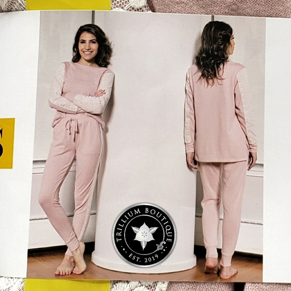 Flora Nikrooz Women's Lounge Pajama Set Pink Lace - Picture 3 of 6